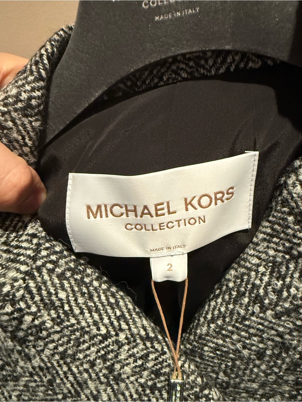 Michael Kors Women's Black & White Herringbone Double-Breasted Peplum Blazer - Picture 4 of 7